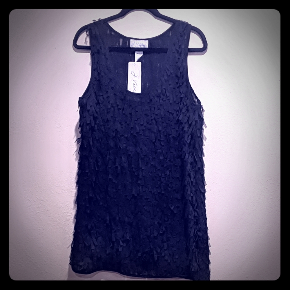 Black Confetti Tank Dress Sz. Large Brand: J.Valdi